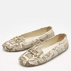 Louis Vuitton Cream Python Monte Carlo Loafers Size 38.5