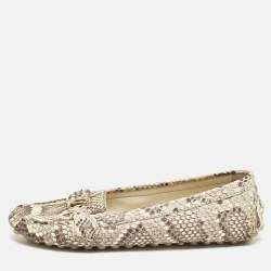 Louis Vuitton Cream Python Monte Carlo Loafers Size 38.5