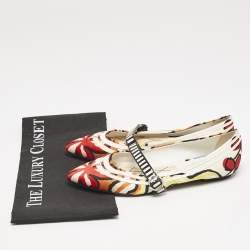 Louis Vuitton Multicolor Floral Fabric Buckle Strap Ballet Flats Size 38