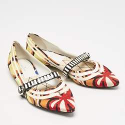 Louis Vuitton Multicolor Floral Fabric Buckle Strap Ballet Flats Size 38