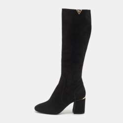 Louis Vuitton Black Suede Heritage Mid Calf Boots Size 37
