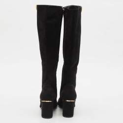 Louis Vuitton Black Suede Heritage Mid Calf Boots Size 37