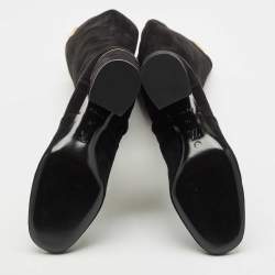 Louis Vuitton Black Suede Heritage Mid Calf Boots Size 37