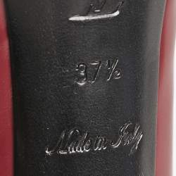 Louis Vuitton Red Leather Logo Plaque Platform Pumps Size 37.5