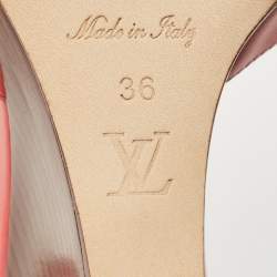 Louis Vuitton Pink Leather Ankle Strap Wedge Sandals Size 36
