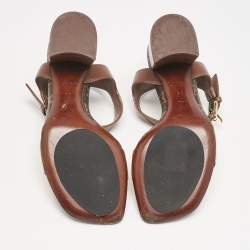 Louis Vuitton Brown/Gold Leather Bloom Ankle Strap Sandals Size 36