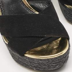 Louis Vuitton Black Suede Espadrille Platform Sandals Size 35