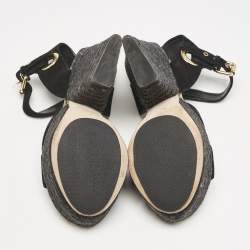 Louis Vuitton Black Suede Espadrille Platform Sandals Size 35