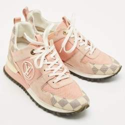 Louis Vuitton Pink Suede, Mesh and Damier Azur Canvas Run Away Sneakers Size 37.5
