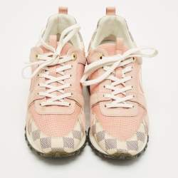 Louis Vuitton Pink Suede, Mesh and Damier Azur Canvas Run Away Sneakers Size 37.5