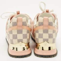 Louis Vuitton Pink Suede, Mesh and Damier Azur Canvas Run Away Sneakers Size 37.5