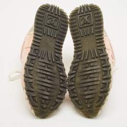 Louis Vuitton Pink Suede, Mesh and Damier Azur Canvas Run Away Sneakers Size 37.5