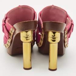 Louis Vuitton Pink Monogram Denim Rosa Platform Clog Mules Size 39