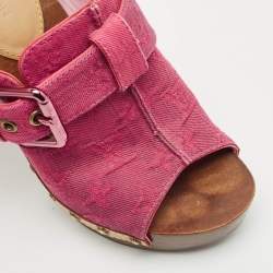 Louis Vuitton Pink Monogram Denim Rosa Platform Clog Mules Size 39