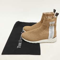 Louis Vuitton Gold Lurex Knit Fabric Aftergame High Top Sneakers Size 37