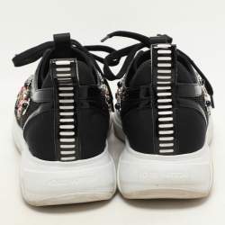 Louis Vuitton Black Patent Leather And Mesh Crystal Embellished Low Top Sneakers Size 36.5