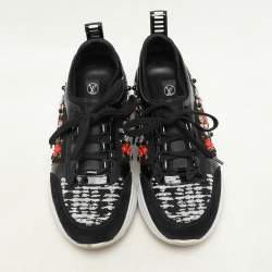 Louis Vuitton Black Patent Leather And Mesh Crystal Embellished Low Top Sneakers Size 36.5