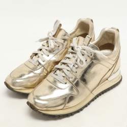 Louis Vuitton Gold Metalic Leather Run Away Low Top Sneakers Size 36