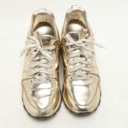 Louis Vuitton Gold Metalic Leather Run Away Low Top Sneakers Size 36