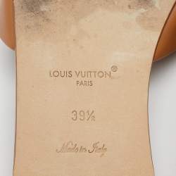Pre Owned Louis Vuitton Brown Leather LV Mare Flat Slides Size 39.5
