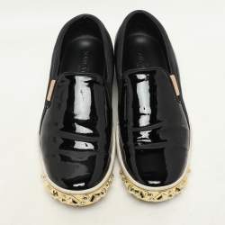 Louis Vuitton Black Suede, Patent and Leather Studded Tempo Slip-On Sneakers Size 36.5