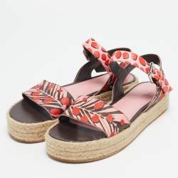 Louis Vuitton Pink Monogram Jungle Dots Hibiscus Espadrille Sandals Size 39