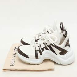 Louis Vuitton White Fabric And Monogram Canvas Archlight Lace Up Sneakers Size 35