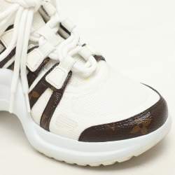 Louis Vuitton White Fabric And Monogram Canvas Archlight Lace Up Sneakers Size 35