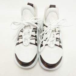 Louis Vuitton White Fabric And Monogram Canvas Archlight Lace Up Sneakers Size 35