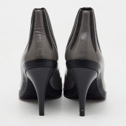 Louis Vuitton Grey/Black Leather Pointed Toe Ankle Length Boots Size 39