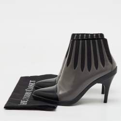 Louis Vuitton Grey/Black Leather Pointed Toe Ankle Length Boots Size 39