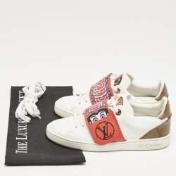 Louis Vuitton White Leather and Monogram Reverse Canvas Kyoto Sneakers Size 35