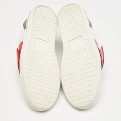 Louis Vuitton White Leather and Monogram Reverse Canvas Kyoto Sneakers Size 35