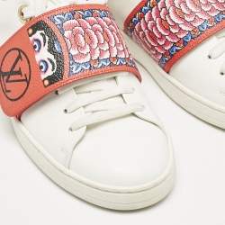 Louis Vuitton White Leather and Monogram Reverse Canvas Kyoto Sneakers Size 35