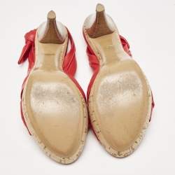 Louis Vuitton Red Leather Platform Slingback Sandals Size 38.5