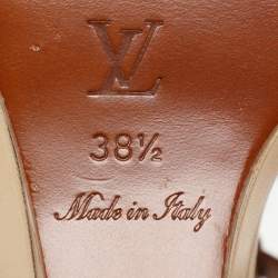 Louis Vuitton Brown Leather Eyelet T-Strap Wedge Sandals Size 38.5