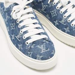 Louis Vuitton Blue Monogram Denim Time Out Sneakers Size 38.5