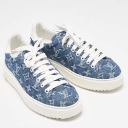 Louis Vuitton Blue Monogram Denim Time Out Sneakers Size 38.5