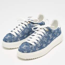 Louis Vuitton Blue Monogram Denim Time Out Sneakers Size 38.5