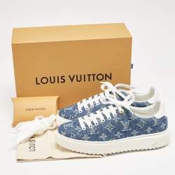 Louis Vuitton Blue Monogram Denim Time Out Sneakers Size 38.5
