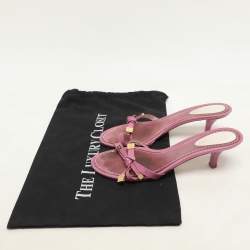 Louis Vuitton Pink Patent Leather Bow Slide Sandals Size 36.5