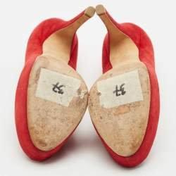 Louis Vuitton Red Suede Oh Really! Platform Peep Toe Pumps Size 38