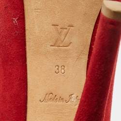 Louis Vuitton Red Suede Oh Really! Platform Peep Toe Pumps Size 38