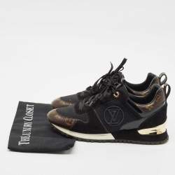 Louis Vuitton Black Mesh, Suede and Monogram Canvas Run Away Sneakers Size 38