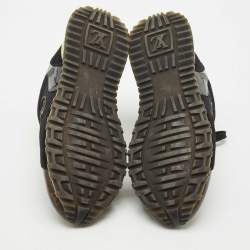 Louis Vuitton Black Mesh, Suede and Monogram Canvas Run Away Sneakers Size 38