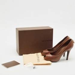 Louis Vuitton Dark Brown Leather Oh Really! Platform Peep Toe Pumps Size 39