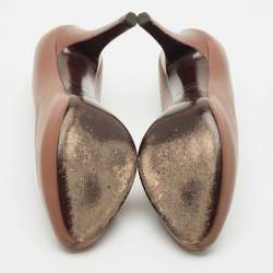 Louis Vuitton Dark Brown Leather Oh Really! Platform Peep Toe Pumps Size 39