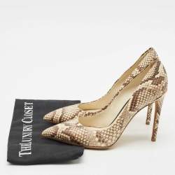 Louis Vuitton Brown/Cream Python Leather Eyeline Pointed Toe Pumps Size 38