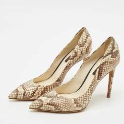 Louis Vuitton Brown/Cream Python Leather Eyeline Pointed Toe Pumps Size 38