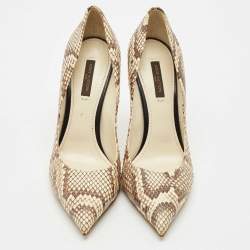 Louis Vuitton Brown/Cream Python Leather Eyeline Pointed Toe Pumps Size 38